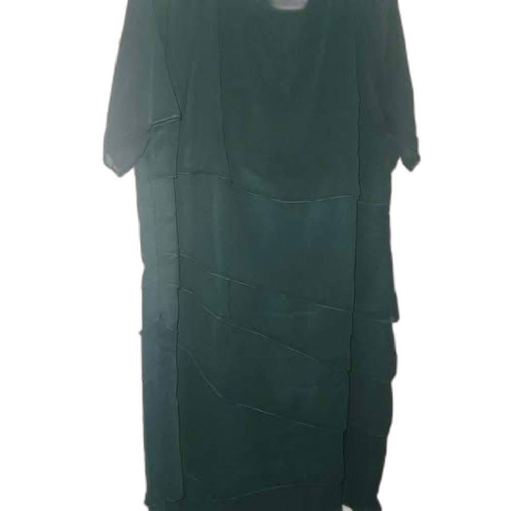 Dark Green Asymmetrical Multi Tiered Sheath Dress 4X